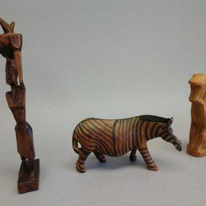 Wood Figurines/Zebra/ Monkey/Ethnic Woman, 6"-11"